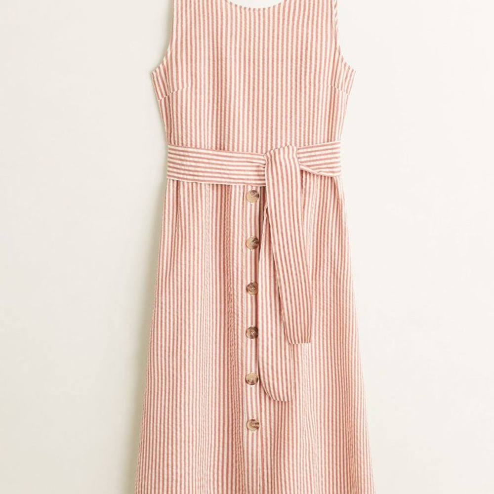 Mango Striped Pocket Midi Dress with Pockets